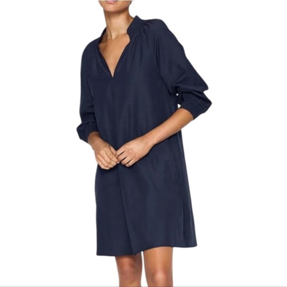 Brochu Walker The Amaia Dress Navy Blue Women's Size Large Split Neck 3/4 sleeve